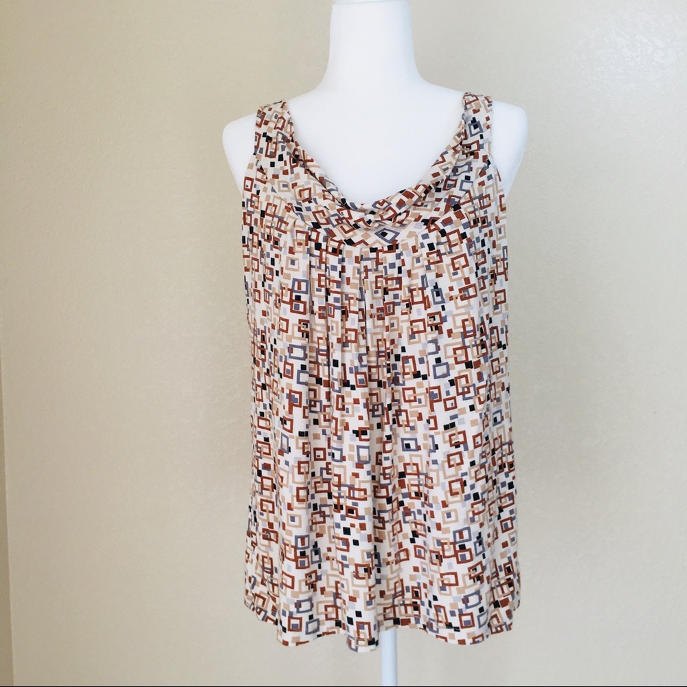 New York & Company Geometric Print Top - XL
